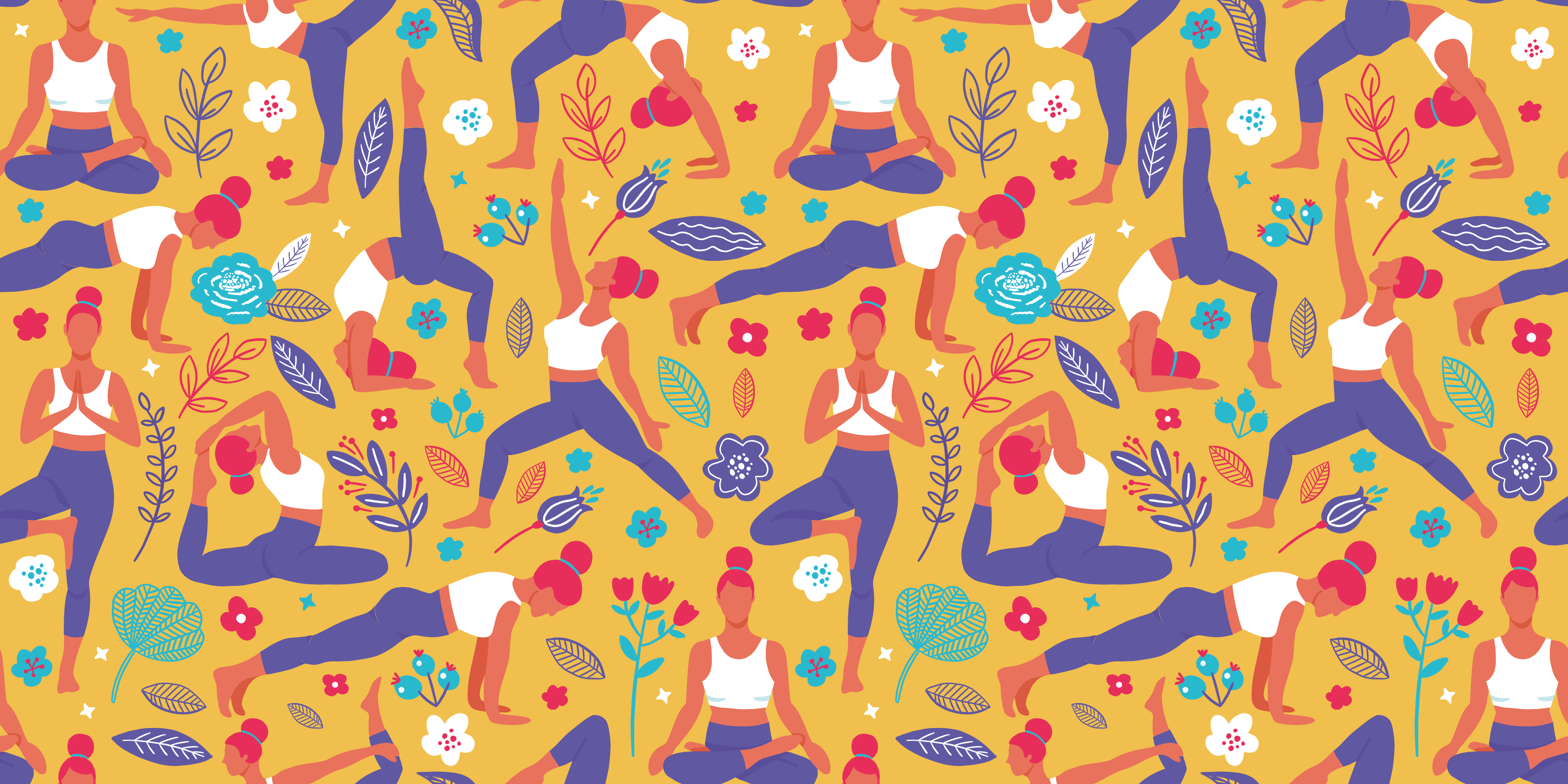 élénk jóga motívumok vinil szőnyeg tinik - TenStickers