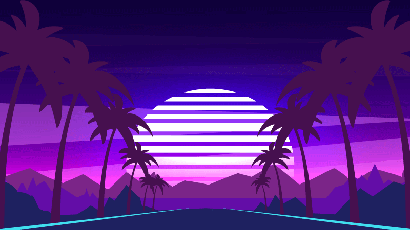 Vaporwave stílusú autópálya fákkal, vintage szőnyeggel - TenStickers