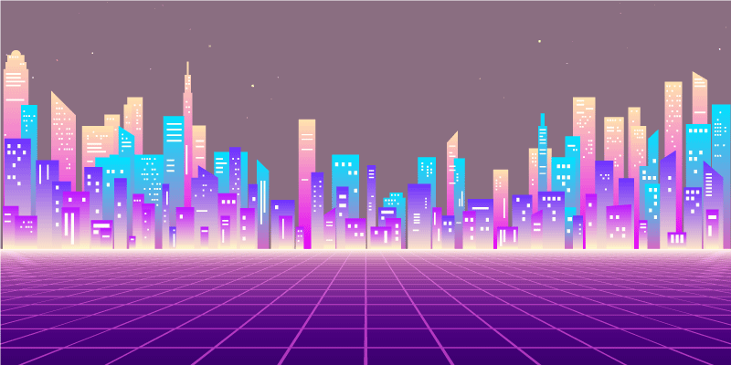 Neon városképi horizont vinil szőnyeg modern - TenStickers