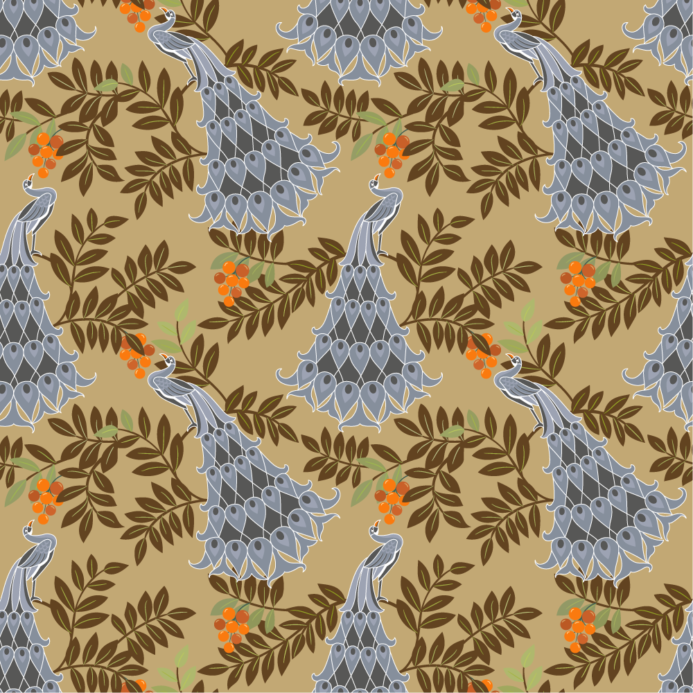 Afrikai stílusú szürke páva design állatszőnyeg - TenStickers