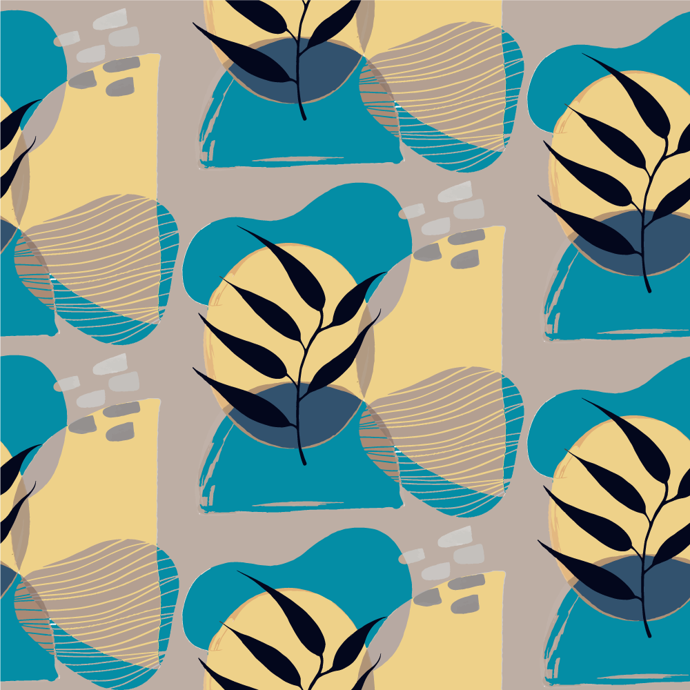 Absztrakt botanikai minta vinil szőnyeg virágok és növények - TenStickers