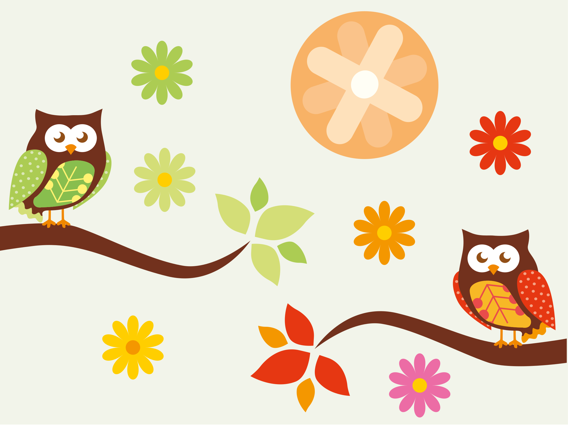 Színes bölcsődei baglyok vinil szőnyeg mások - TenStickers