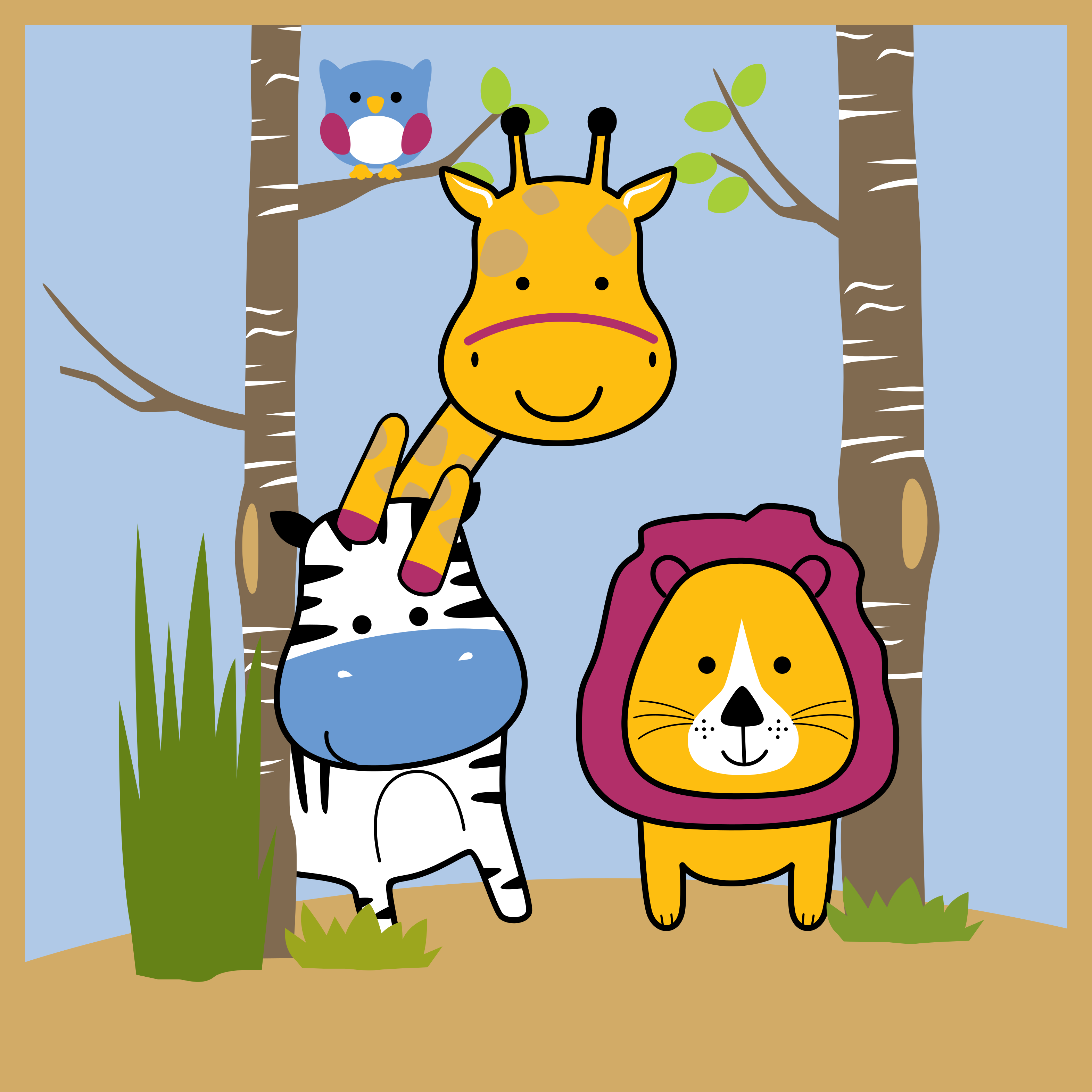 vinil szőnyeg gyerekek állati karakterek - TenStickers