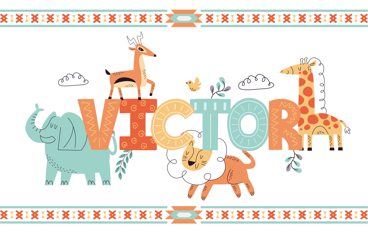 Személyre szabott szafari téma Vinil szőnyeg nevekkel - TenStickers