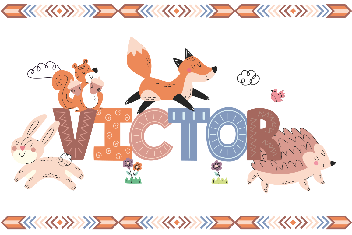 Vinil szőnyeg nevekkel testreszabható lények - TenStickers