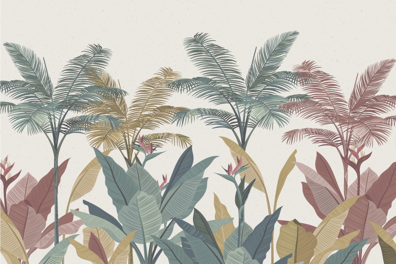 Tropical plant palette vinil szőnyeg természet - TenStickers