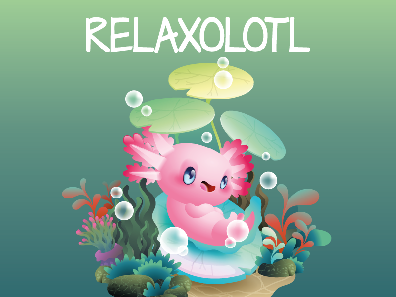 "relaxolotl" kék mintás gyerek vinil szőnyeg - TenStickers