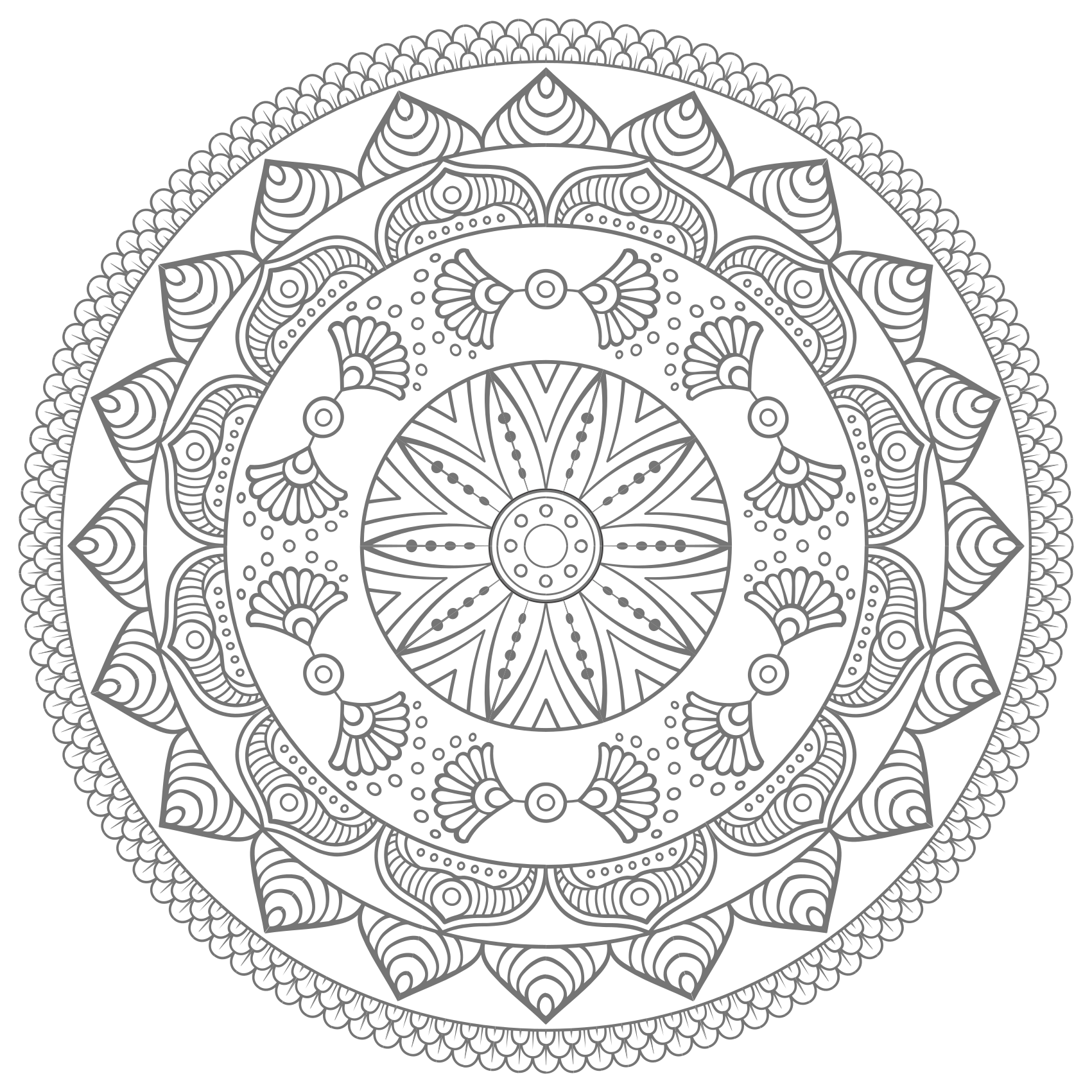 Geometrikus szürke háromszög mintás mandala szőnyeg - TenStickers