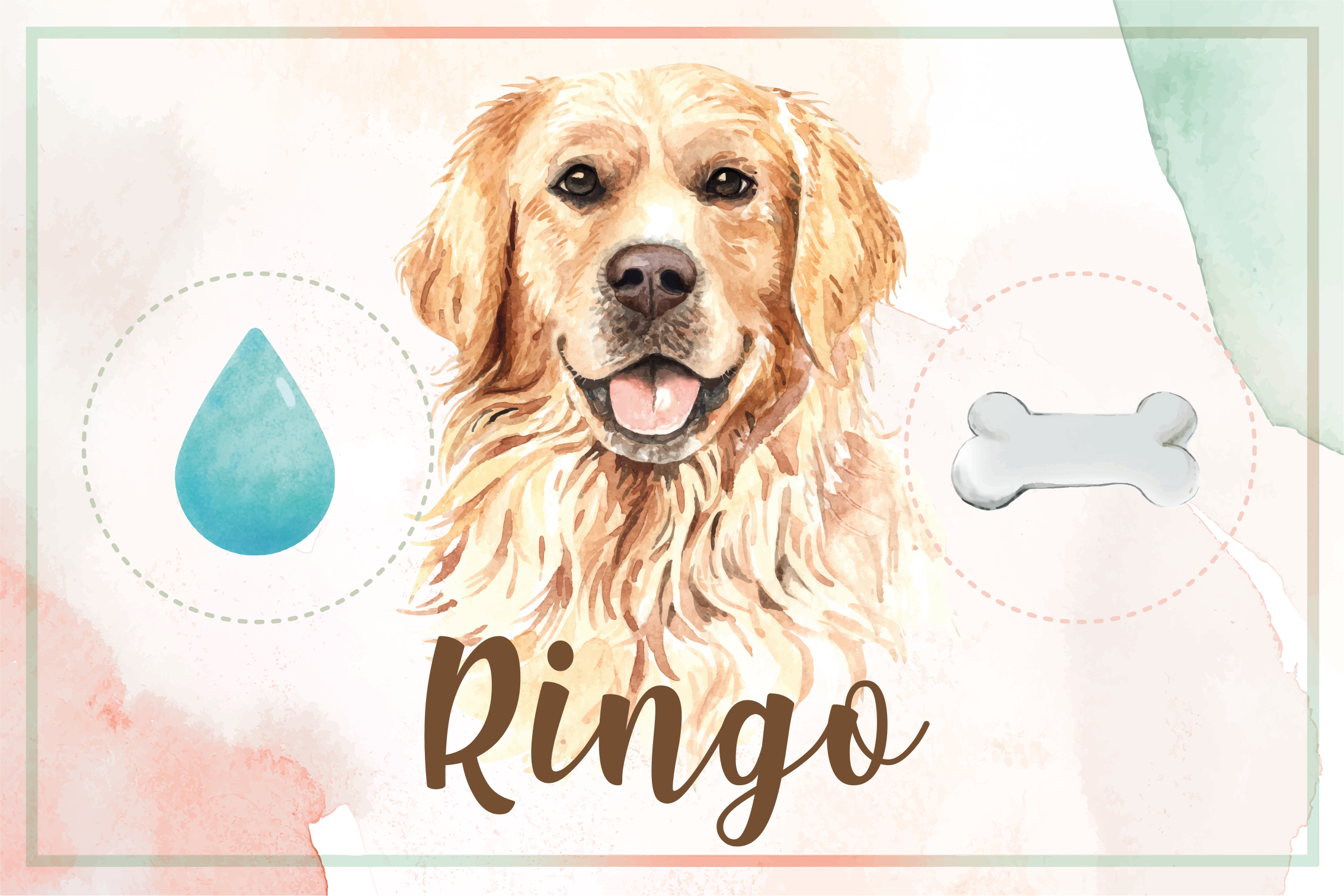 Golden retriever víz- és táplálékállat szőnyeg - TenStickers