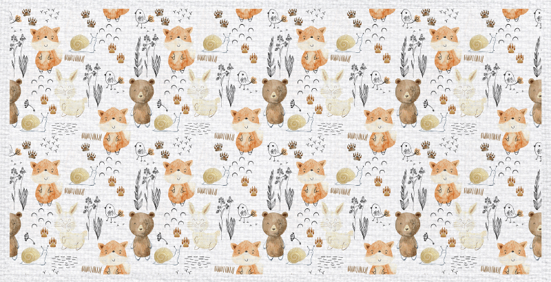 Boldog állatbarátok vinil szőnyeg gyerekek - TenStickers