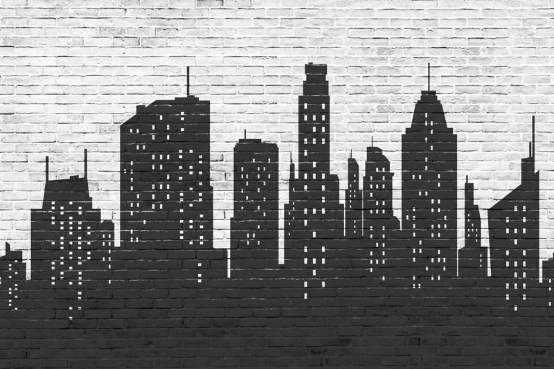 Brickwall skyline kőpadló - TenStickers