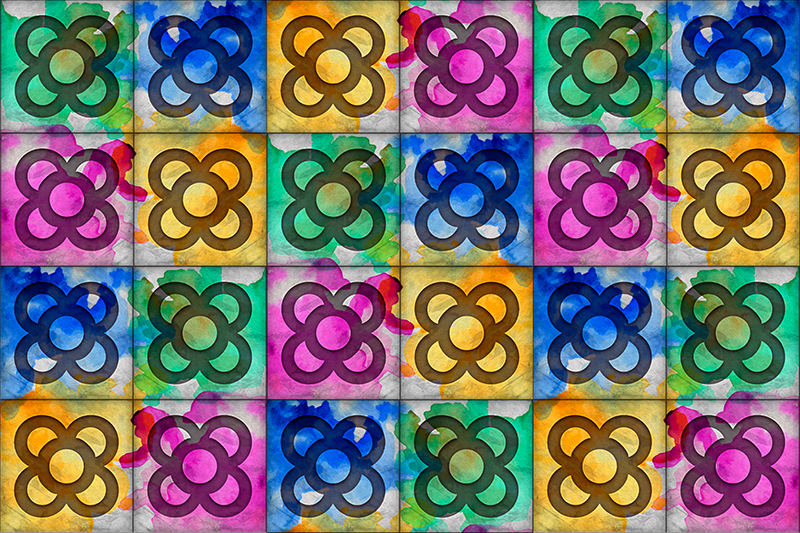 vinil szőnyeg szüret színes panot csempe - TenStickers