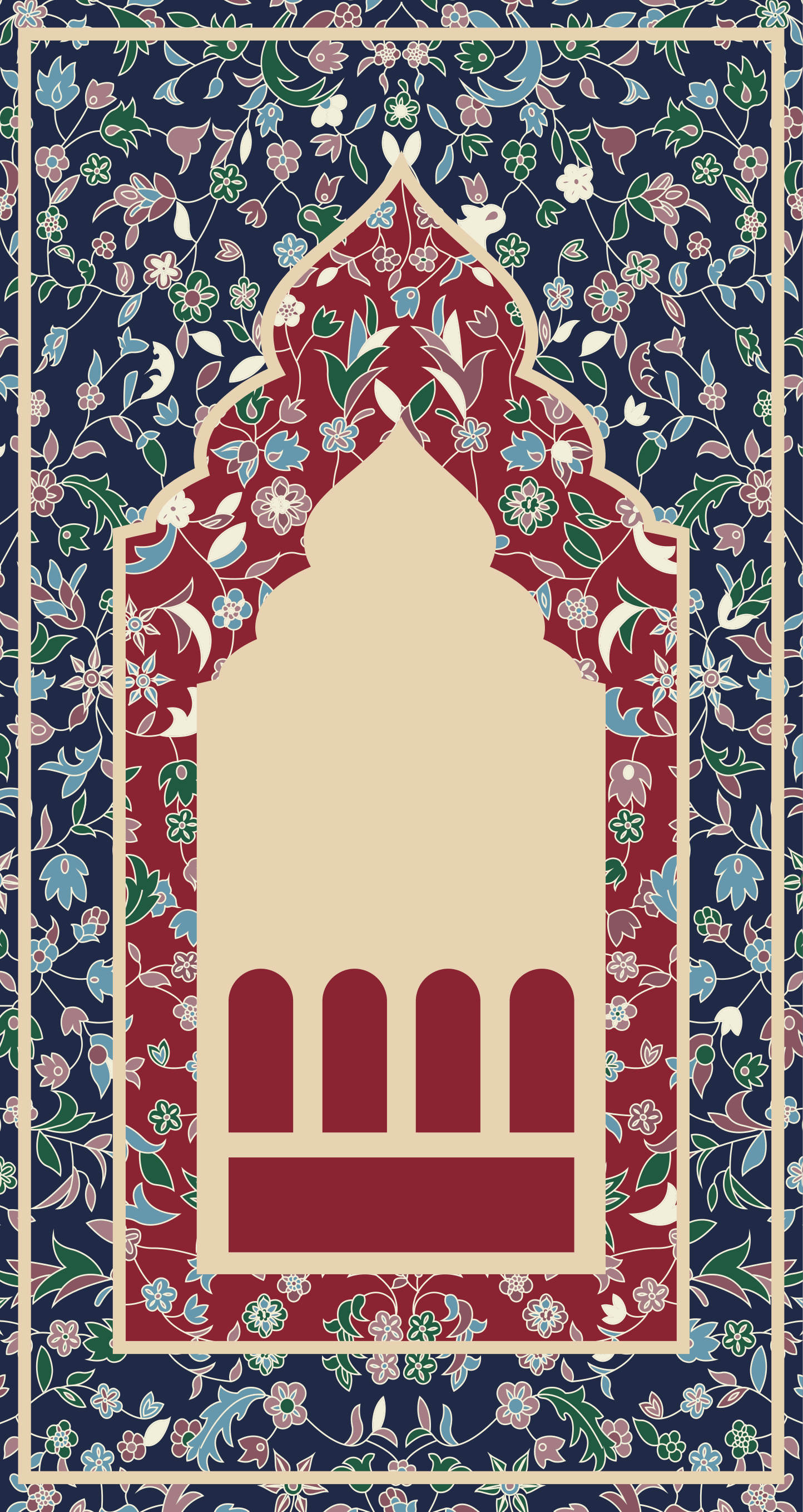 Vinil szőnyeg téglalap virágmintás perzsa orbánc - TenStickers