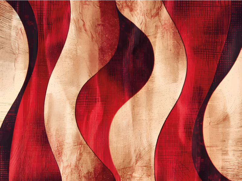 Modern hullámok minta Vinil szőnyeg piros - TenStickers