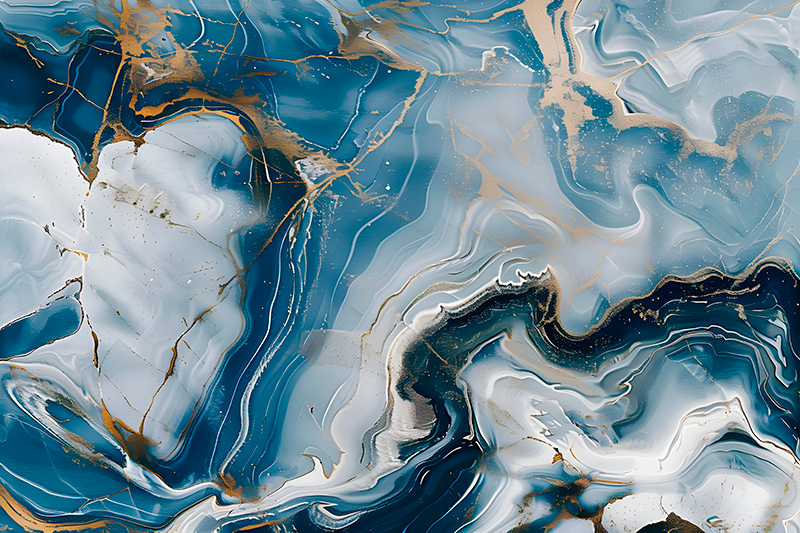 Sötétkék és fehér színekben Márvány vinil szőnyeg - TenStickers