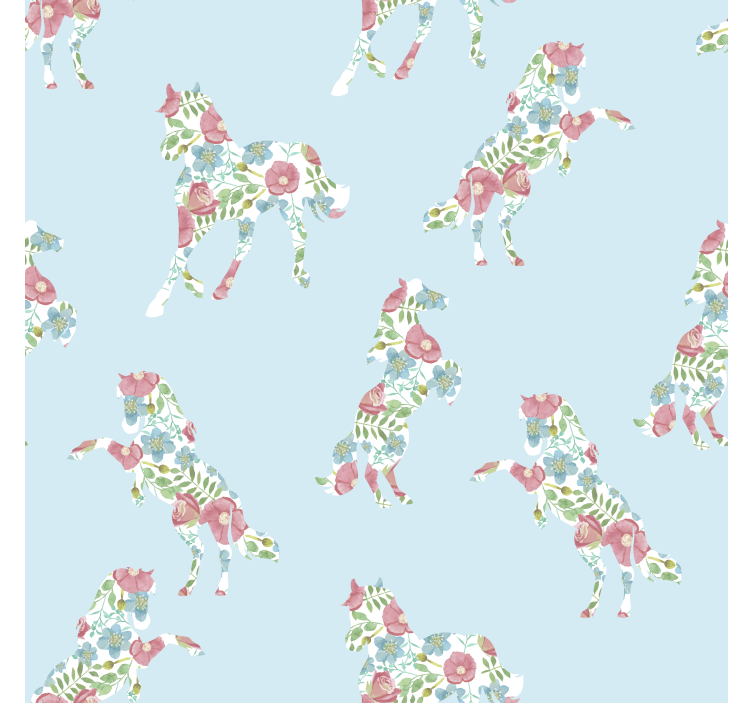 Patchwork virágmintás Tapéta lovak - TenStickers