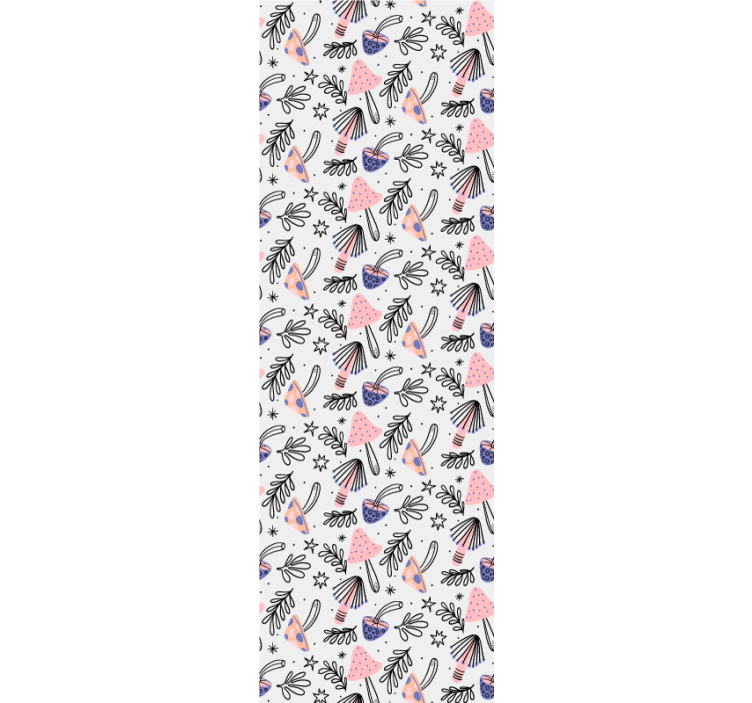 Természet tapéta klasszikus gombák és virágok - TenStickers