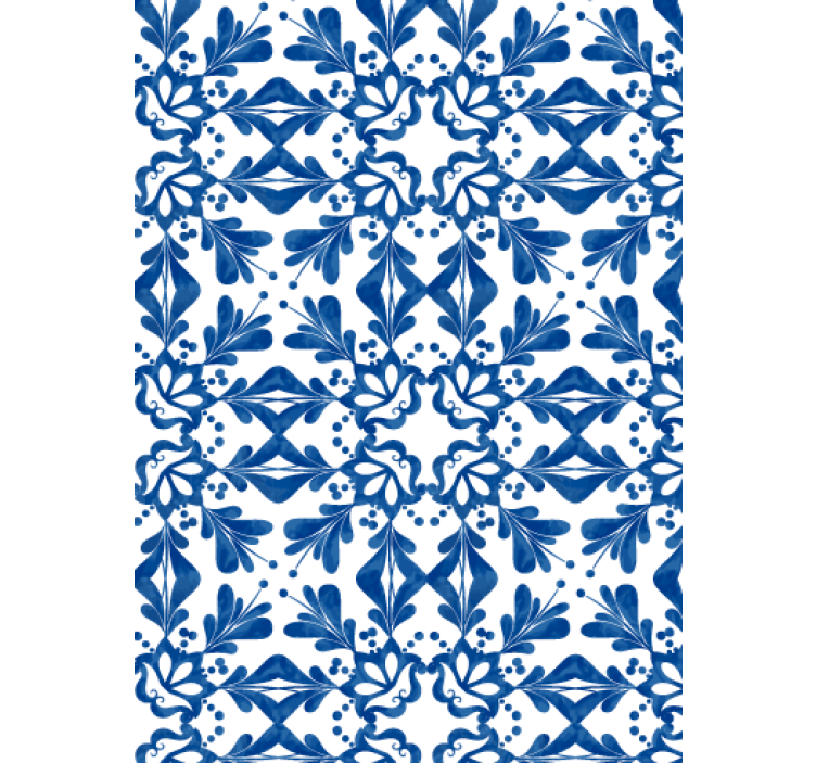 Kék vintage mintás csempe nappali tapéta - TenStickers