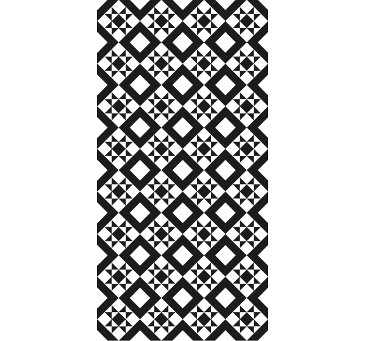 Fekete-fehér geometrikus csempe konyhai tapéta - TenStickers