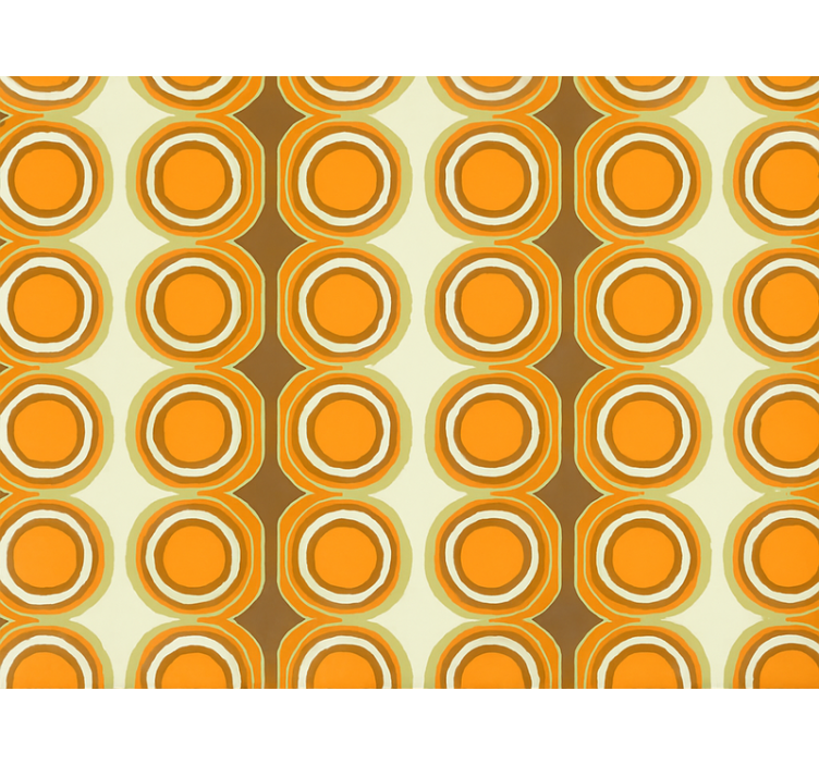 Retro narancs körök mintás nappali tapéta - TenStickers