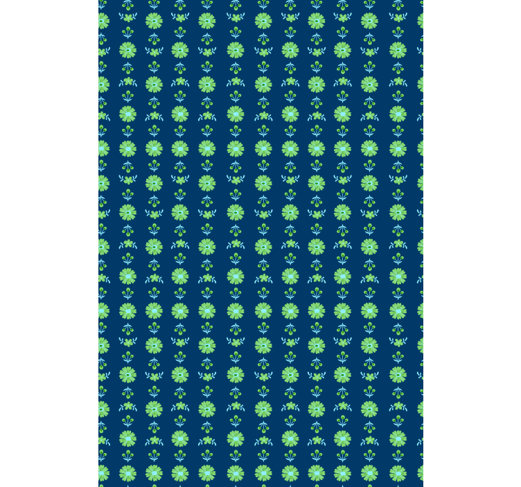 Zöld és kék hagyományos lengyel minta tapéta virágok - TenStickers