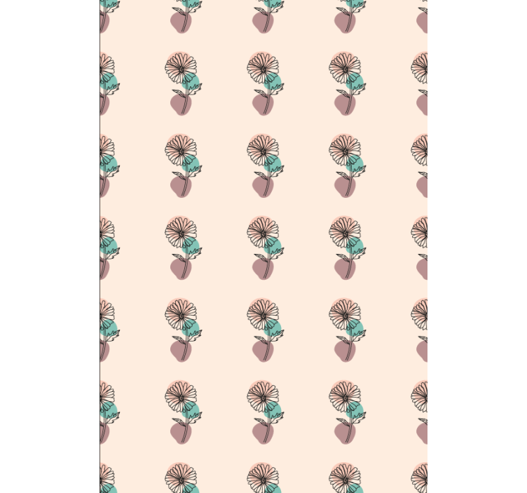 Tapéta virágdíszes - margaréta virág természetes vonalrajz - TenStickers