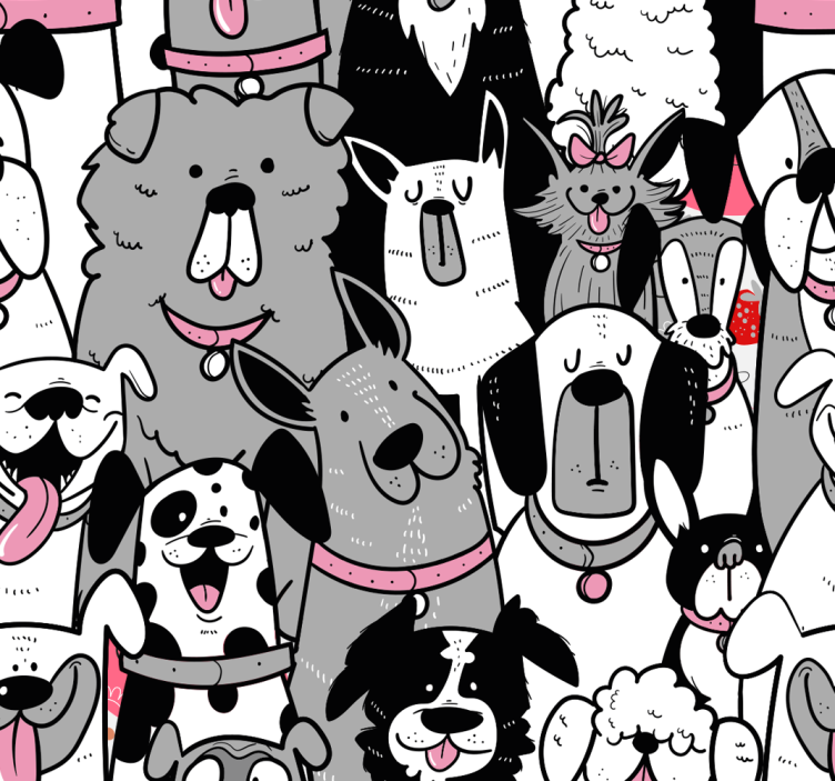 Kutya kontúrok gyermek tapéta - TenStickers