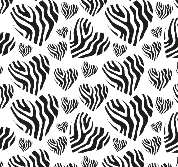 Zebra állat nyomtatás szív nyomtatott tapéta - TenStickers