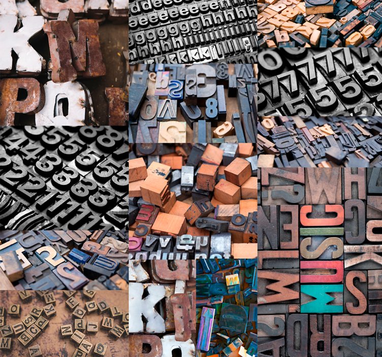 Vintage betűk tapéta - TenStickers