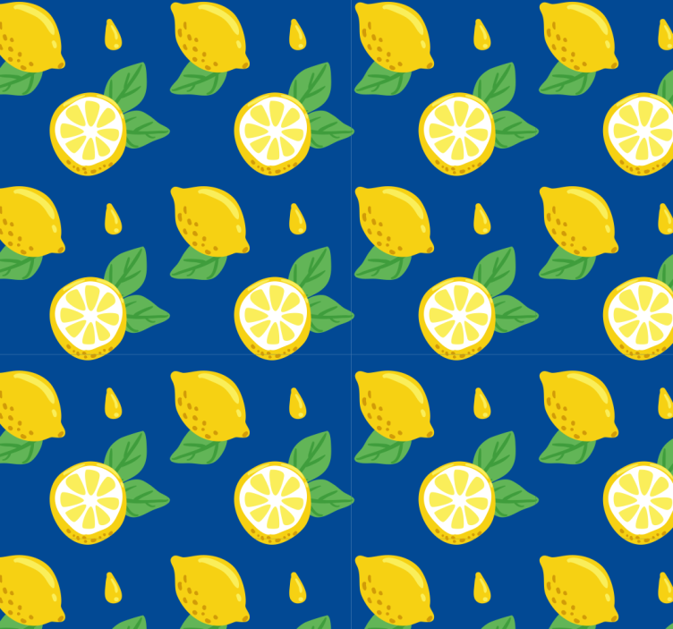 Kék és sárga citrom citrus tapéta - TenStickers