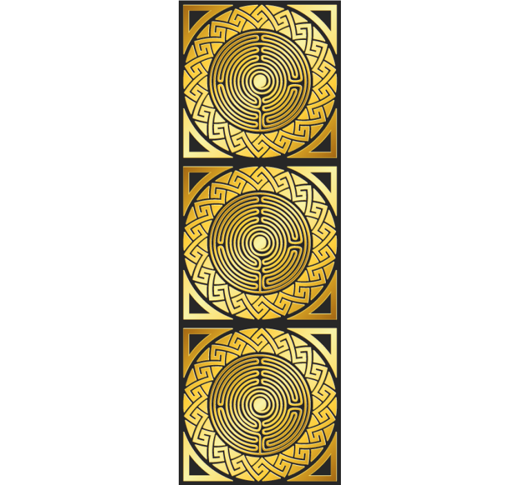 Labirintus szimmetria Sárga tapéta - TenStickers