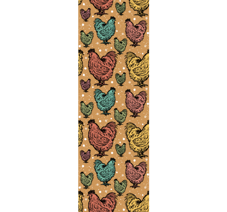 Kakasok színes csirke mintás tapéta - TenStickers