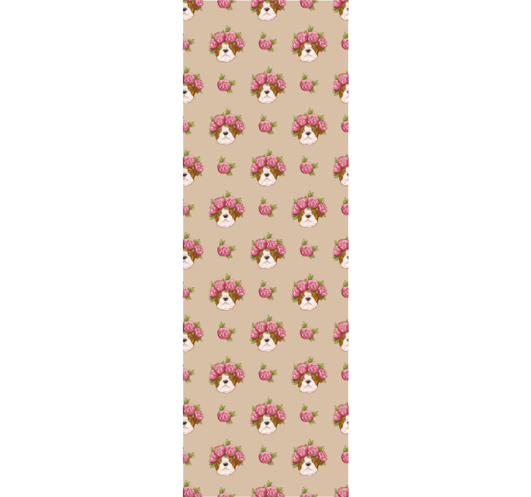 Bézs brit bulldog mintás hálószoba tapéta - TenStickers