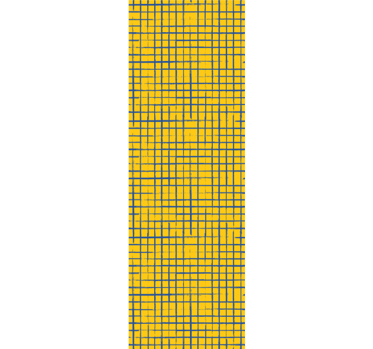 Kék és sárga rácsos modern mintás tapéta - TenStickers