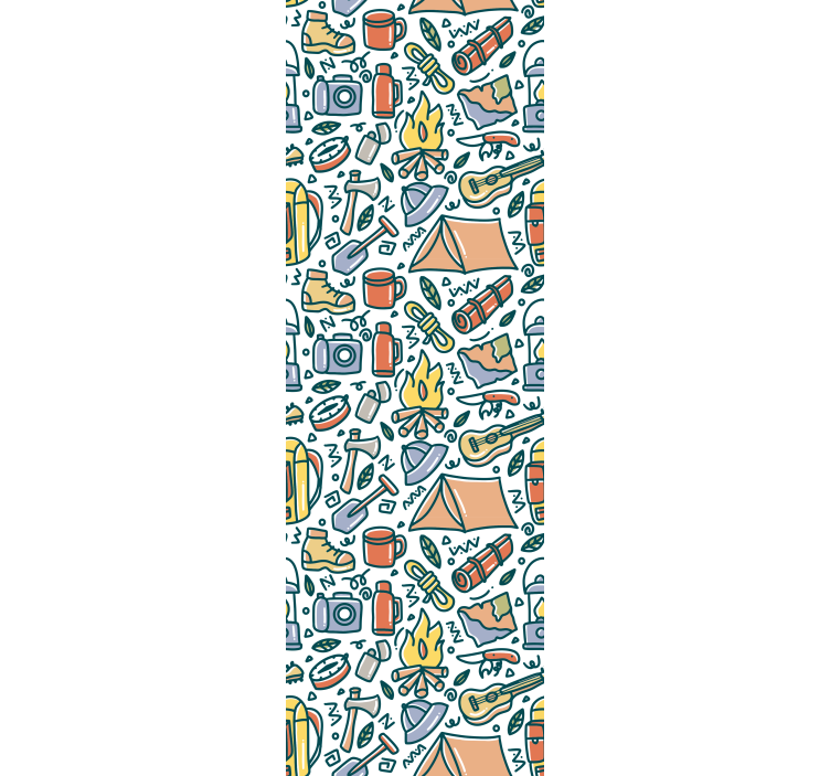 Kézzel rajzolt hegyi és kemping cucc tapéta - TenStickers