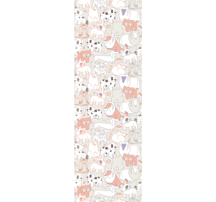 Rózsaszín és fehér kölykök mintás tapéta - TenStickers