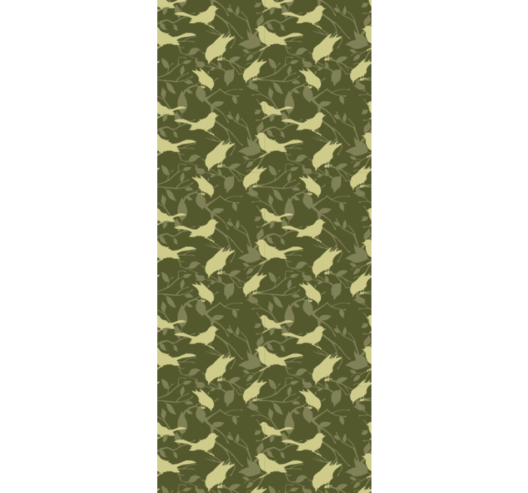 Zöld madarak viktoriánus stílusú mintás tapéta - TenStickers