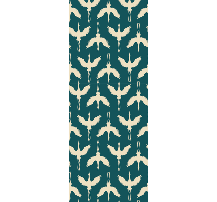 Fehér art deco gólya mintás tapéta - TenStickers