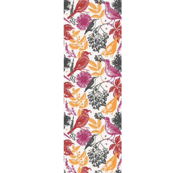 Színes virágok és levelek Tapéta madarak magyarország - TenStickers