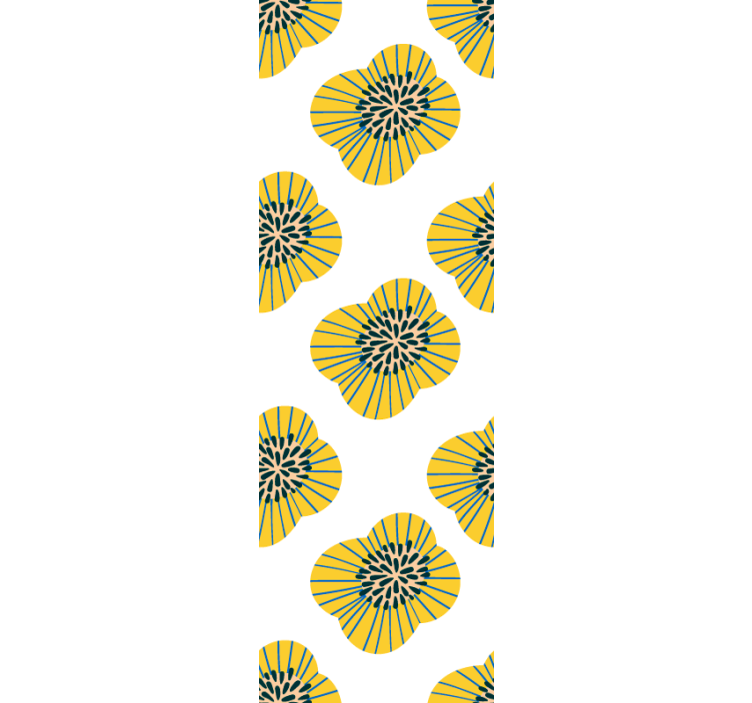 Nagy kék és sárga kerek virágos tapéta - TenStickers