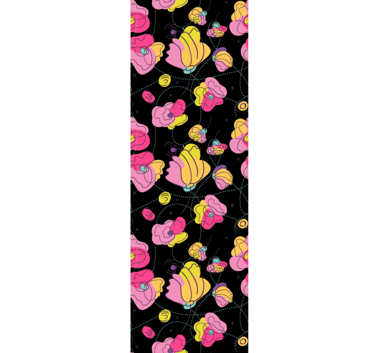 Fekete absztrakt kompozíció tapéta virágok - TenStickers