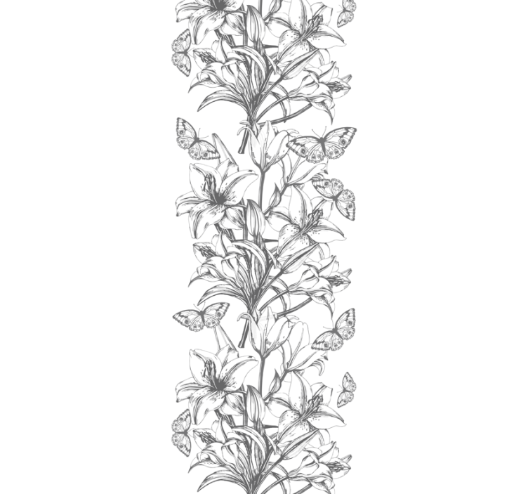 Pillangók és liliomok Tapéta Virágok - TenStickers