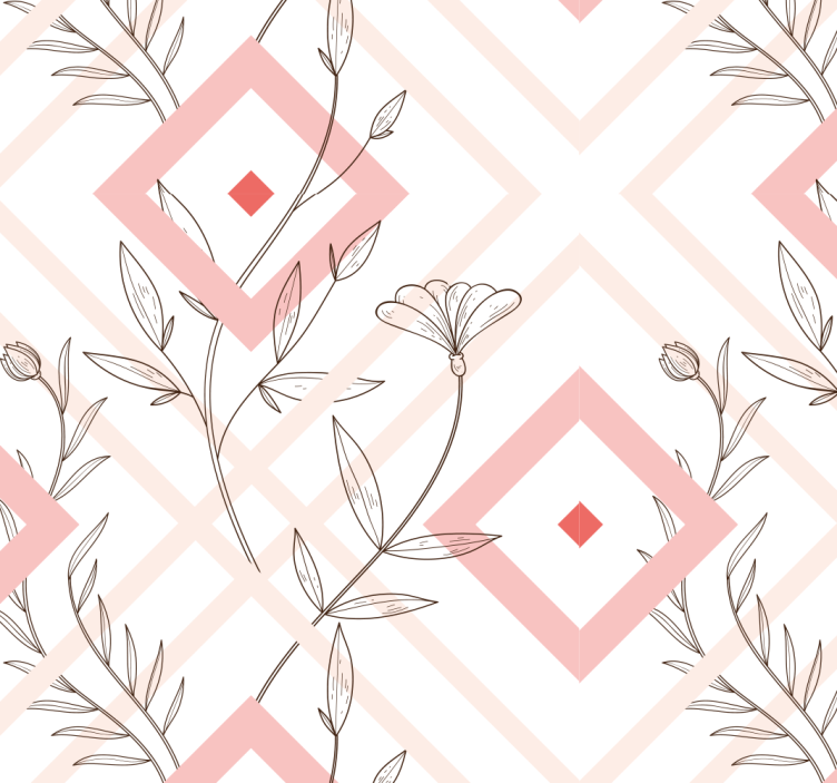 Virágos gyémánt formák Nappali tapéta - TenStickers