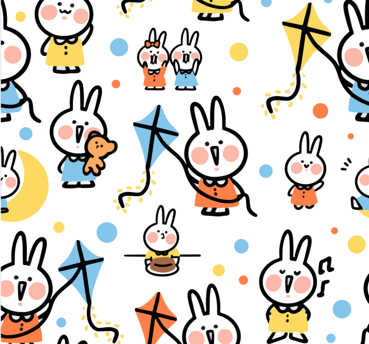 Nyuszik sárkányokkal Allati tapéta - TenStickers