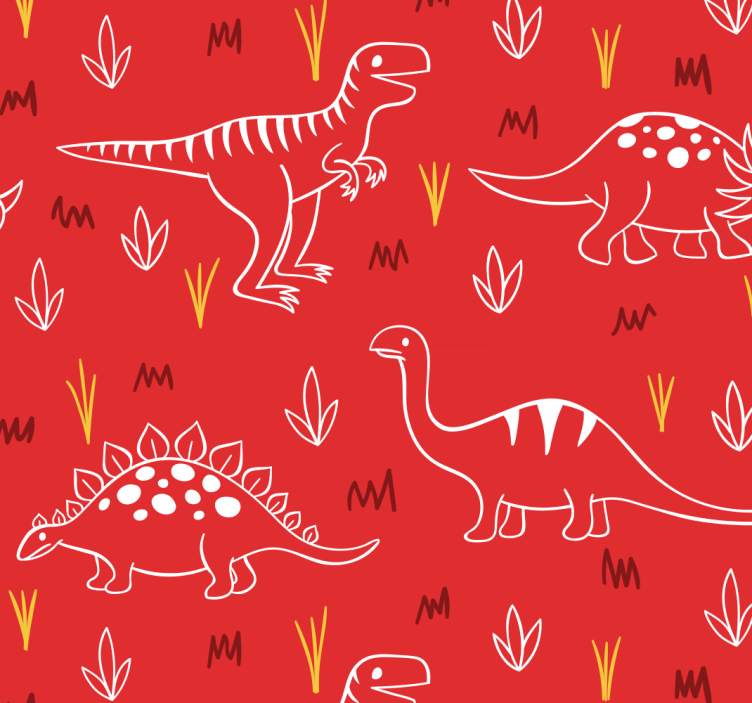Dinoszaurusz illusztráció Tapéta Dinoszauruszok - TenStickers