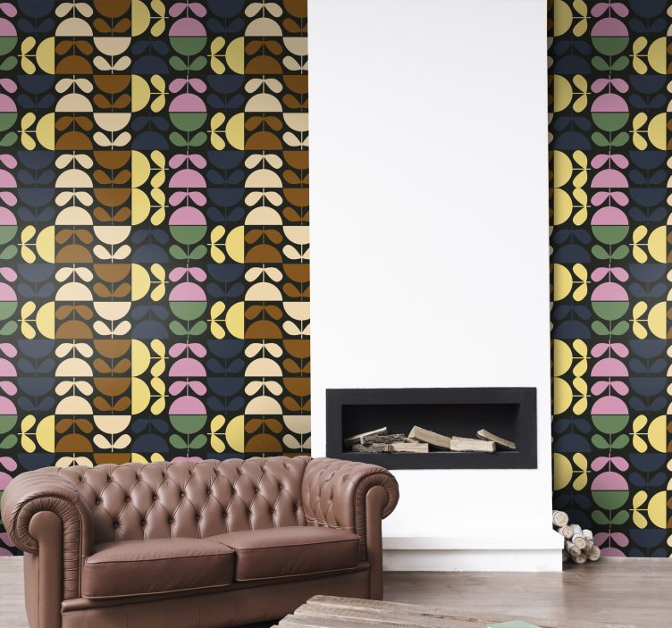 Stilizált levélminták Tapéta Virágdíszes - TenStickers