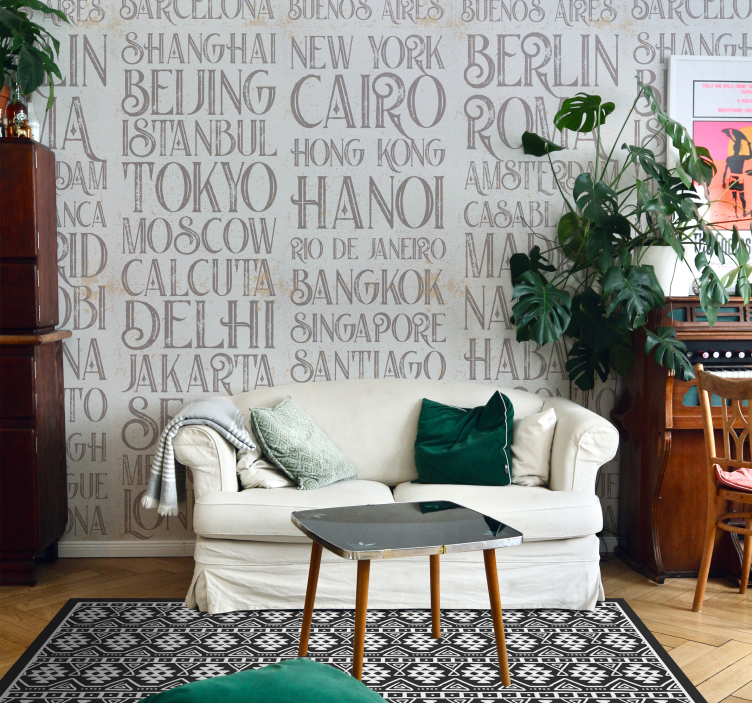 Városok a világ betűkkel tapéta - TenStickers