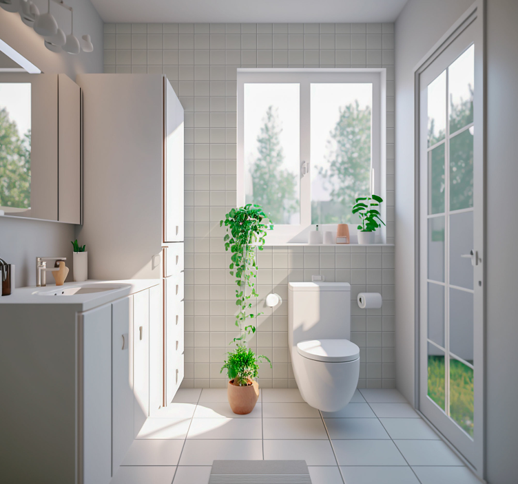 Fehér csempe tapéta - TenStickers