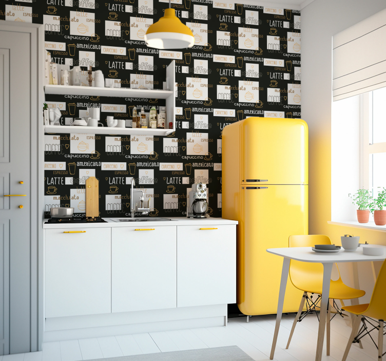 Dekoratív kávé rajzok konyhai tapéta - TenStickers