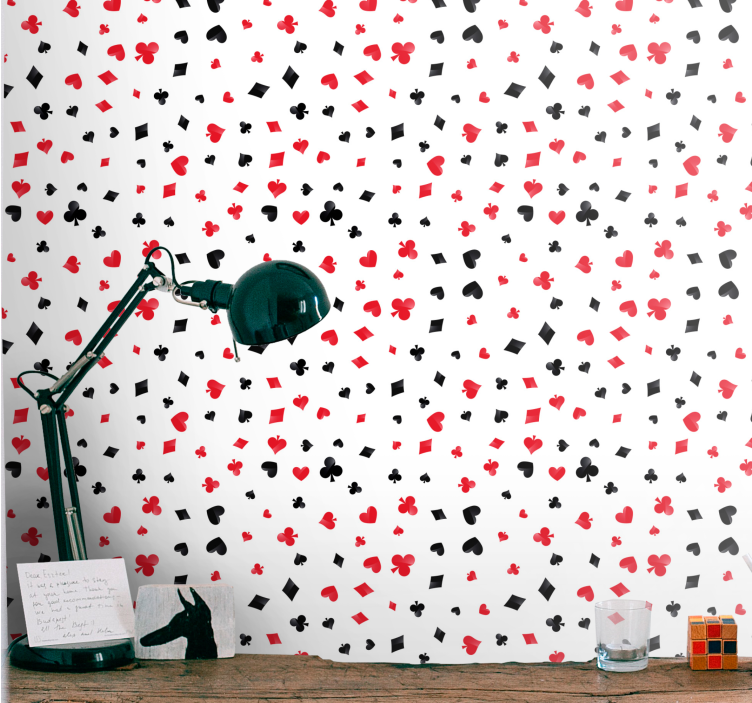 Pókerkártya mintás virágos tapéta - TenStickers